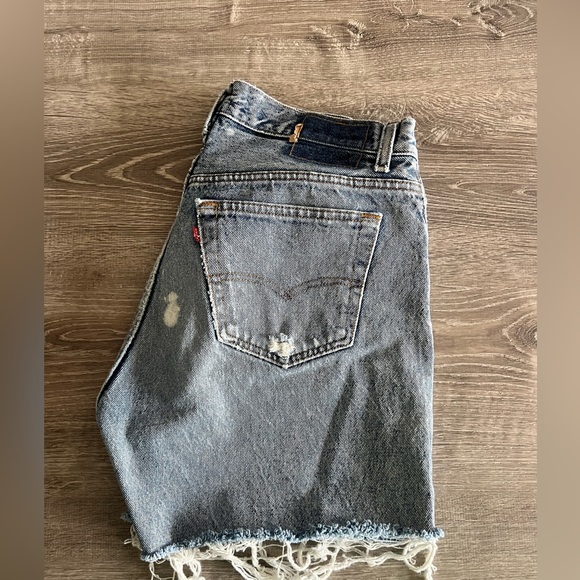 Distressed Denim Levi Shorts - Picture 1 of 9